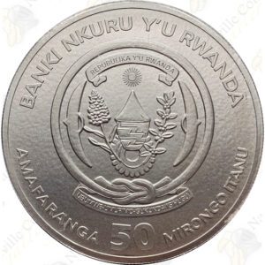 2013 Rwanda Wildlife Series 1 oz .999 fine silver Cheetah