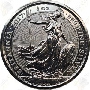 2017 Great Britain 1 oz .999 fine silver Britannia with Rooster privy