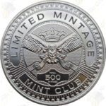 Intaglio Mint "Limited Mintage" Mint Club #6 "Justice" 1 oz .999 fine silver round
