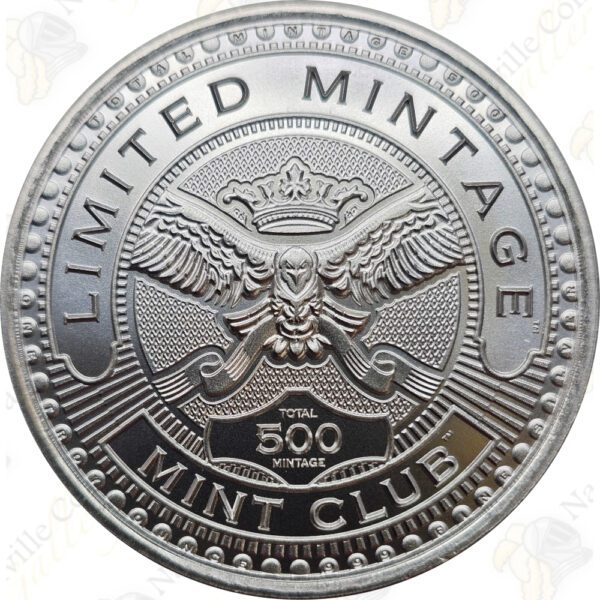 Intaglio Mint "Limited Mintage" Mint Club #6 "Justice" 1 oz .999 fine silver round