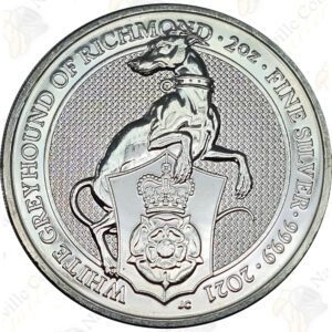 2021 Great Britain 2 oz .9999 fine silver White Greyhound of Richmond