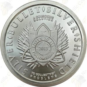 2013 Silver Shield (Golden State Mint) 1 oz .999 fine AG-47 (Molon Labe) silver round