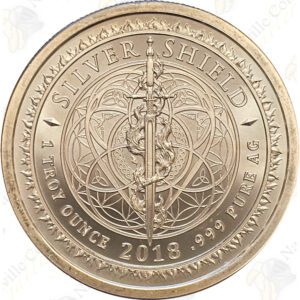 2018 Silver Shield (Golden State Mint) "Don't Tread On Me" 1 oz .999 fine silver round