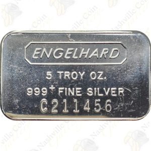 Engelhard 5 oz .999+ fine silver bar (design may vary)