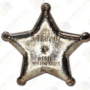 Monarch Precious Metals 5 oz .999 fine silver Sheriff Star