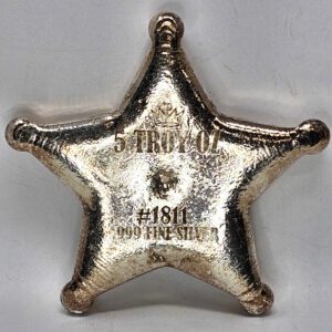Monarch Precious Metals 5 oz .999 fine silver Sheriff Star